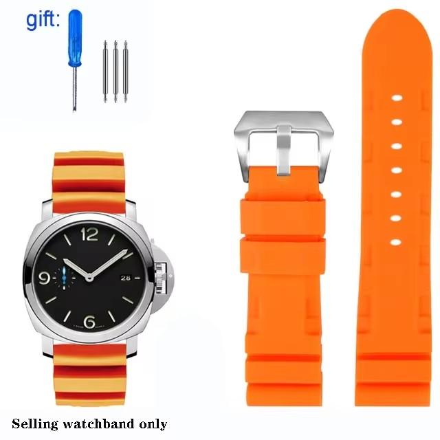 Soft Silicone Rubber Watch Band For Panerai SUBMERSIBLE PAM 441 359 Series 22mm 24mm Men's Watch Strap Orange Watch Accessories