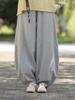 Women's Retro Ramie Sand-Washed Distressed Loose Lantern Pants for Meditation and Tai Chi