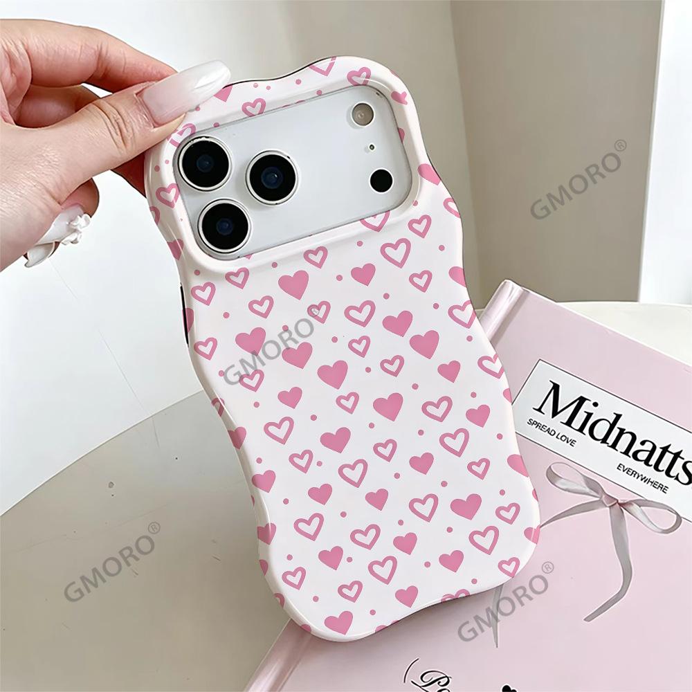 Pink polka dot love wave film 2-in-1 mobile phone case iPhone13 creative anti-drop protective case Apple 17
