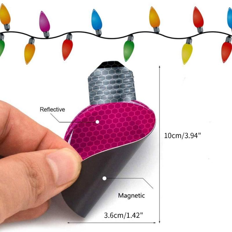 Christmas Light Bulb Line Stickers Magnetic Reflective XmasLights Bulb Sticker