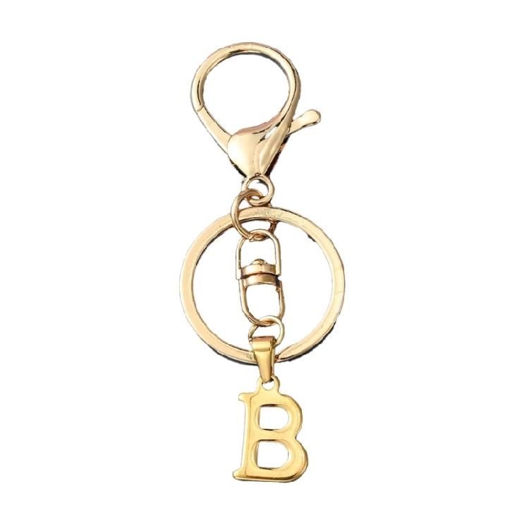 Elegant Keychain Letter Shape Stylish Key Holder Unique Key Ornament Stainless Steel Texture Perfect for Party and Daily