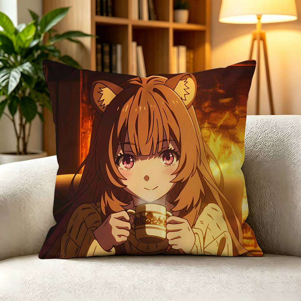 T-The Rising of the Shield Hero Pillow Case Square Double-Sided Sofa Cushion Cover Bedroom Bedside Pillow