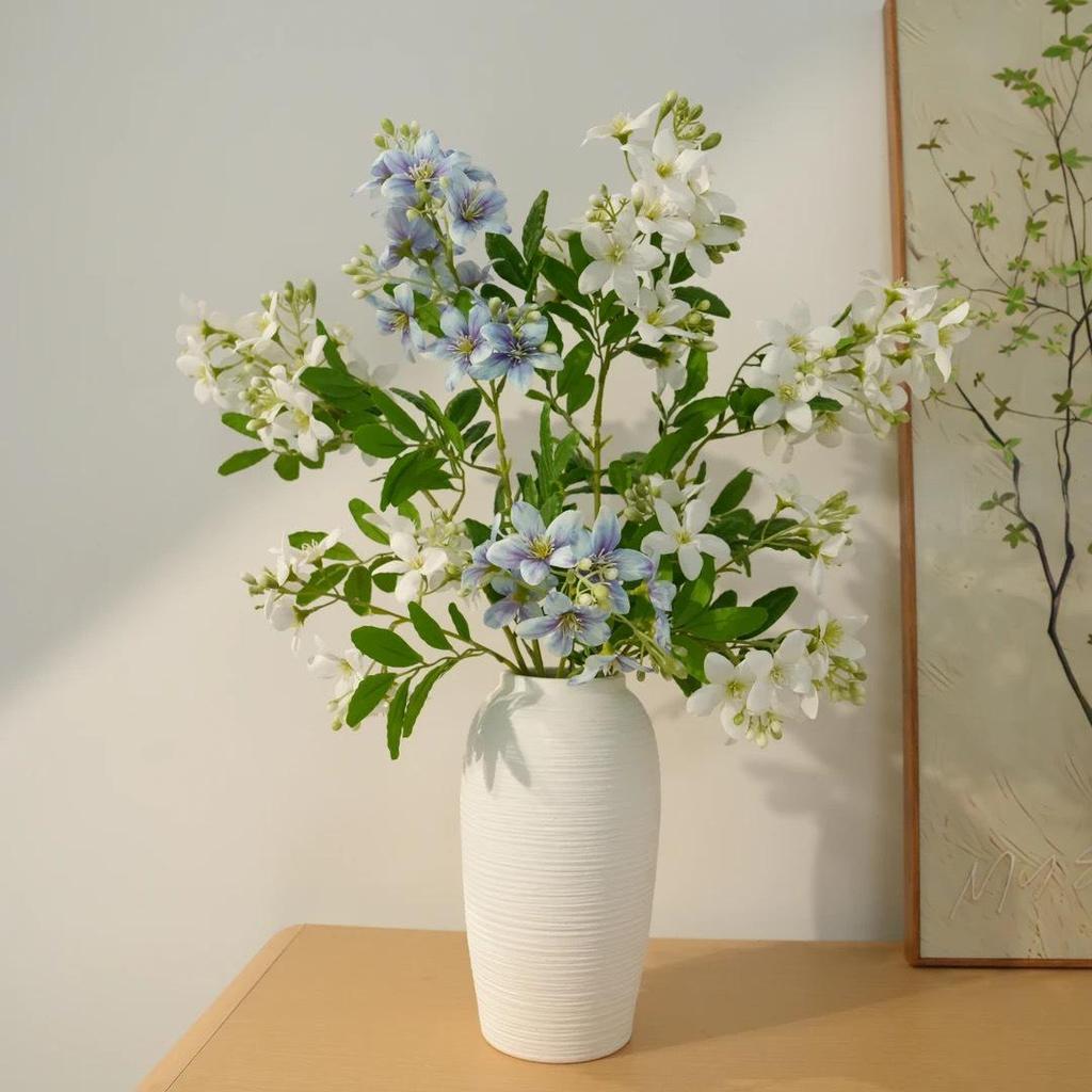 Korean White Ceramic Flower Vase Centerpiece for Silk Flowers (Hydroponic)
