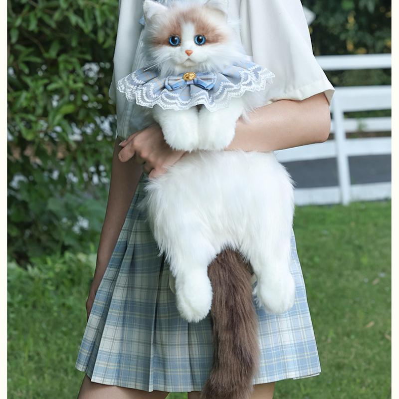Cute Stuffed Cat Doll Backpack Animal Shaped Plush Cat Backpack for Boys Girls Children School Bag Anniversary Birthday Gift