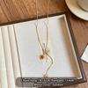 Geometric Retro Tiger Eye Stone Pendant Zipper Pull Long Necklace For Women's Autumn/Winter Sweater Chain Trendy Neck Jewelry
