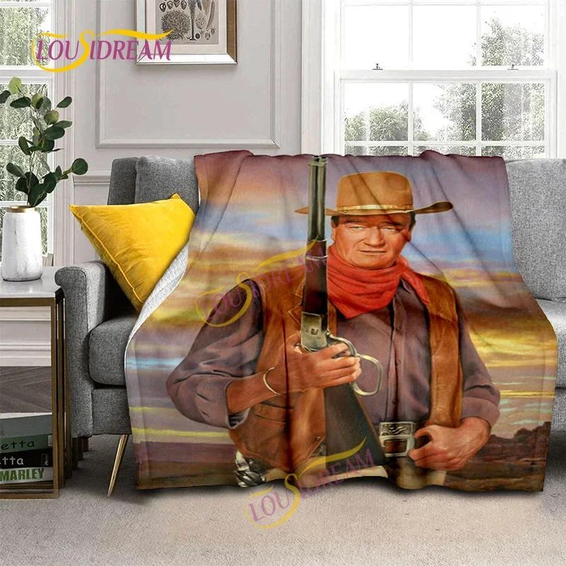 John Wayne Blanket Super Soft 3D Printed Famous Cowboy Actor John Wayne Flannel Blanket Home Bedroom Washable Warm Lazy Blanket