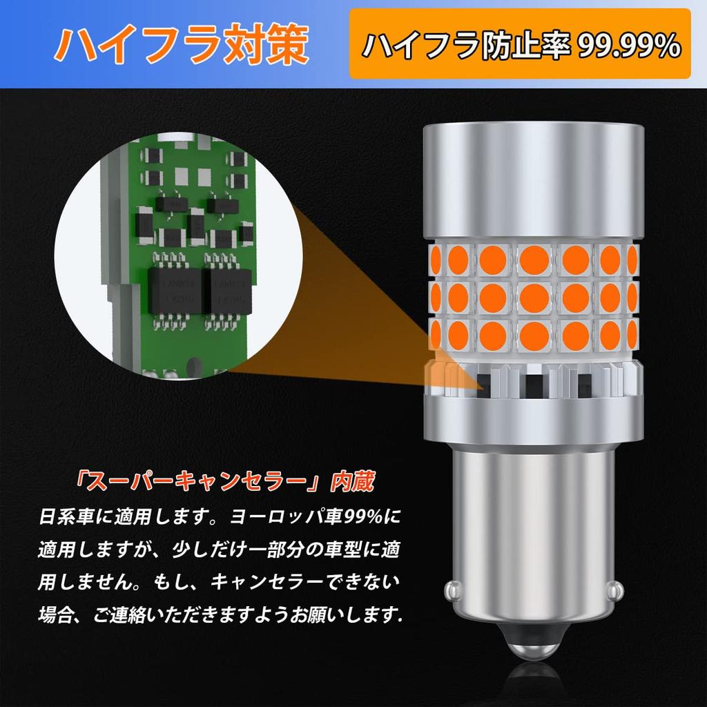 GOSMY S25 LED Turn Signal BAU15S Single Turn Signal 3030SMD for 12V Vehicle Inspection Cooling Fan of Bulbs, / PY21W, 150° Bulbs, Amber, 45-LED Bulbs,