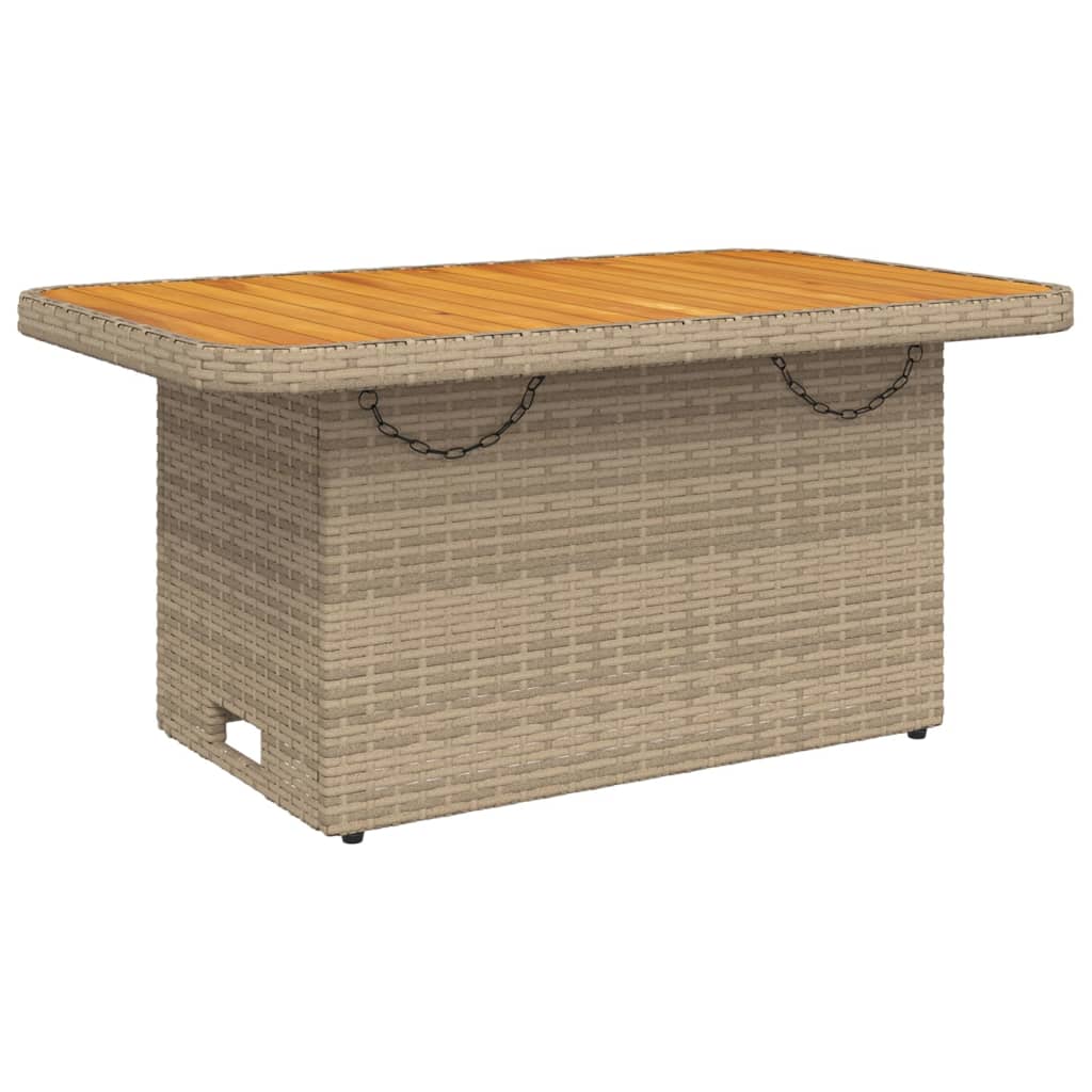 Vidaxl Stół Ogrodowy, Beżowy, 90X55X71 Cm, Polirattan I Akacja