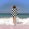 Quick-Dry Beach Towel Black White Checkered Soft Absorbent Microfiber for Pool Beach Camping Travel Large Bath Towel