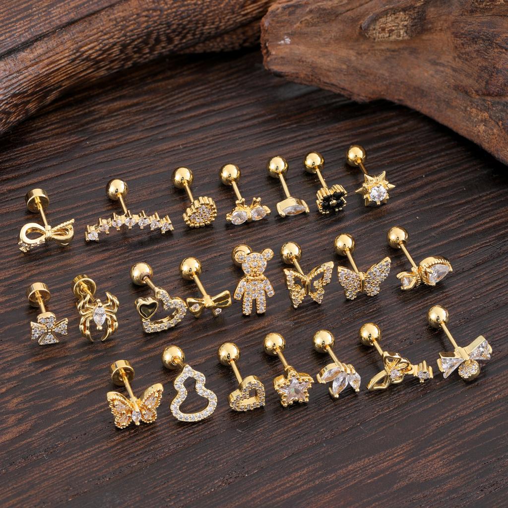 Orecchini a Bottone per Cartilagine in Acciaio Inossidabile Zircone, Semplici e Personalizzati, Orecchini Raffinati e Piccoli Micro-intarsiati, Gioielli per Piercing