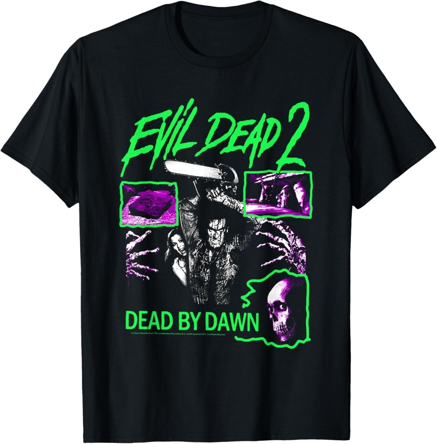Evil Dead 2 Dead by Dawn Neon Collage Horror Movie T-Shirt S