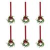 6pcs Christmas Mini Wreath For Cabinet Mini Artificial Garland Decor Mantel Wreaths Xmas Cabinet Fake Plant Garland Hanging C4E6