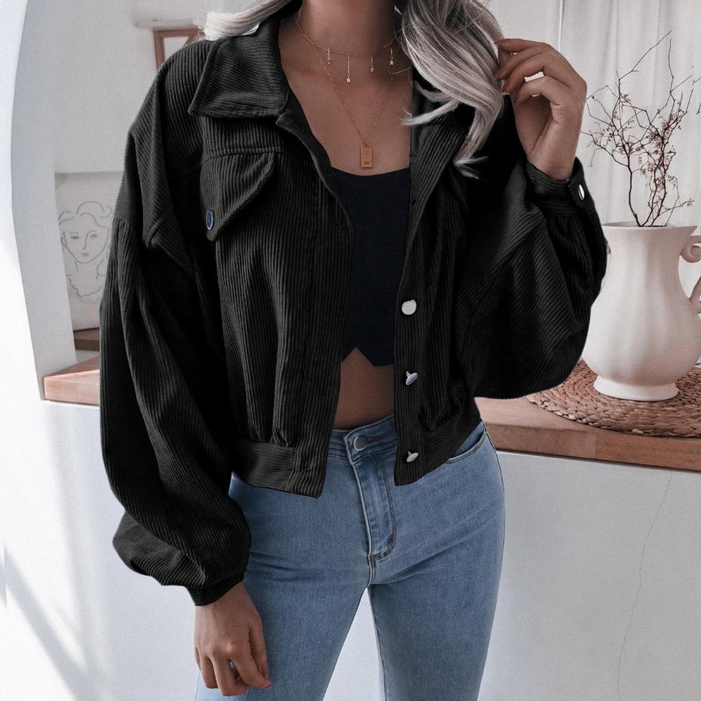 Women's Fashion Casual Solid Color Lapel Jacket Short Top