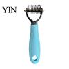 Undercoat Grooming Tool Double-Sided Pet Detangling Rake, Dog Rake with Rounded Blades, Non Slip Comb Shedding Brush for Long Hair Dogs, Cats
