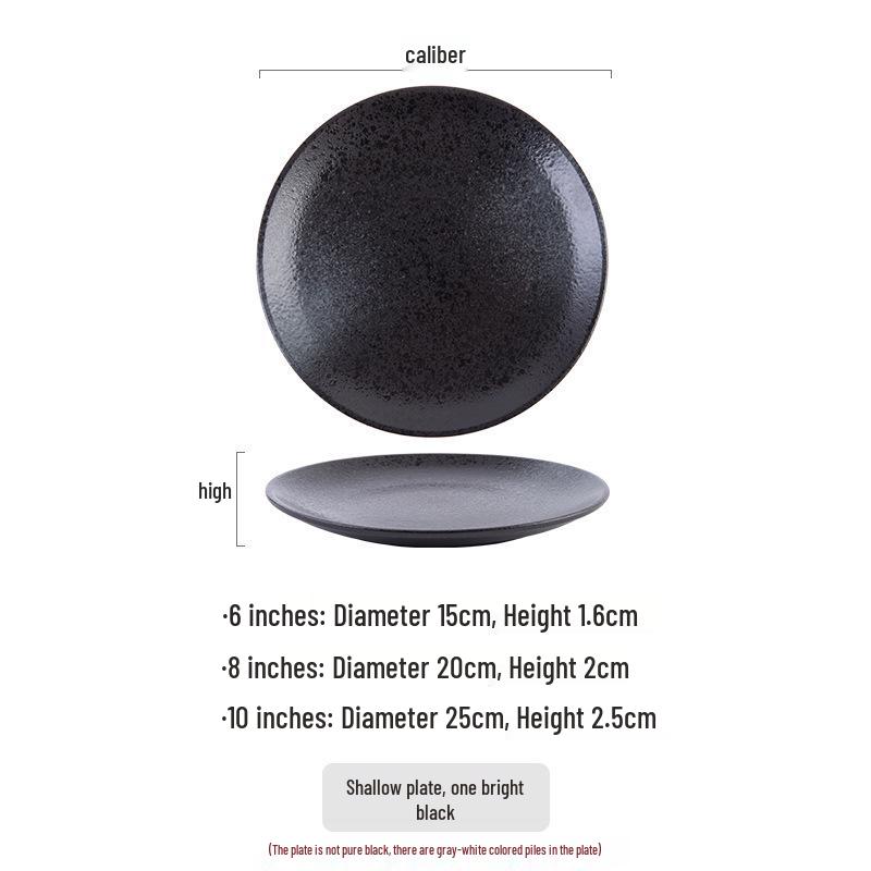 Japanese-Style Ceramic Round Flat Plate - Ideal for Steak, Pasta, or Dinnerware.