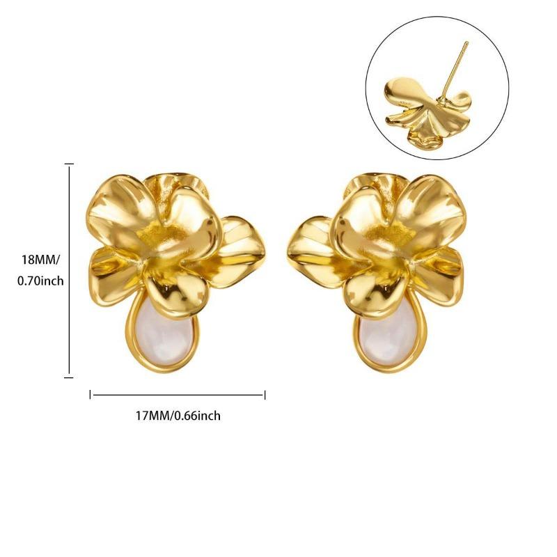 Retro rich flower opal earrings women's niche design sense three-dimensional flower stud earrings light luxury temperament earrings