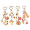 Artistic Pumpkin Key Holder Mushroom Wheat Charm Keyring Beaded Flower Detail Portable Bag Charm Gift Keychain