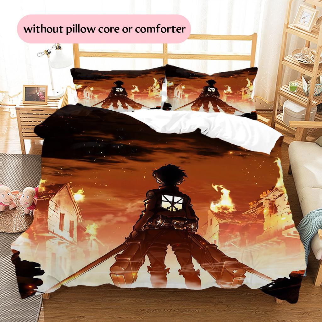 Attack On Titan Pattern Bedding Quilt Set Home Decoration Gift (1 * Duvet Cover + 2 * Pillowcase Without Core)
