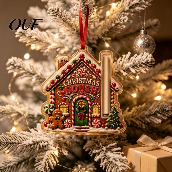 Christmas Tree Hanging Decor Money Holder Ornament, Acrylic Stocking Cash Gift Holiday Keepsake Pendant for Tree, Festive with Surprise Slot, Reusable