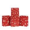 12 PCS Christmas Party Gift Bags Handle Red Kraft Paper Bags Santa Claus Printed Gift Bags Shopping Bag for New Year Christmas