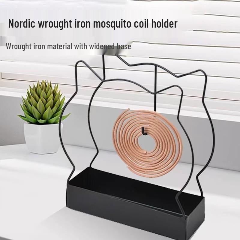 

Wrought Iron Sandalwood Mosquito Coil Holder & Incense Burner with Ash Catcher Black Mosquito Coil Holder (Plastic + Iron Frame)