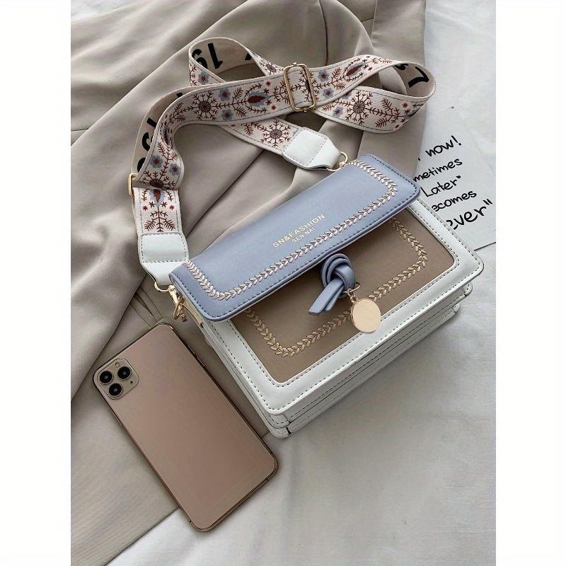 Fashionable Bag For Women, Versatile New Crossbody Bag, Casual, Color Block, Small Square Bag, Wide Strap, For Party Date School Outdoor Gift Fashion