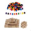 100x Counters Cubesx NATURAL wooden building BLOCKS BRICKS CUBES