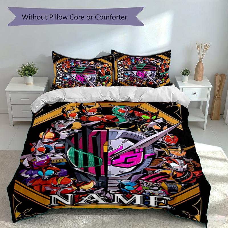 3pcs Custom Name Kamen Rider Decade Set,Includes 1 Duvet Cover and 2 Pillowcases,All-season Bedroom Decor