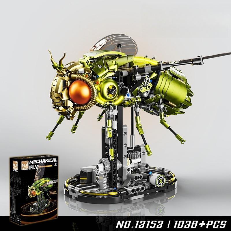 1038PCS Mechanical Fly with Lights Building Blocks,Cyberpunk Animal Drive Handle Movement Decor,Educational Toys Kids Adult Gift
