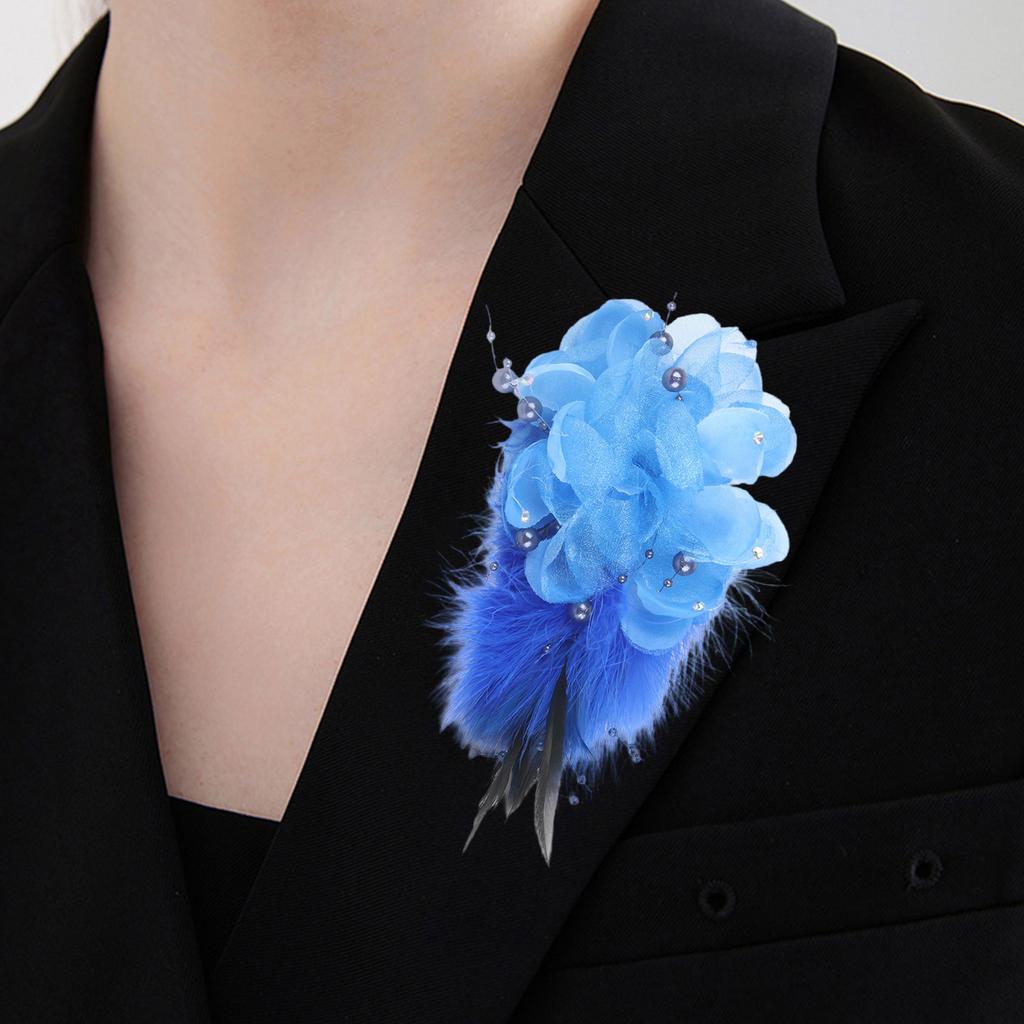 Waterproof Feather Corsage Pin Synthetic Fabric Texture Quick Attach Clip Perfect for Outdoor Weddings Business Occasion