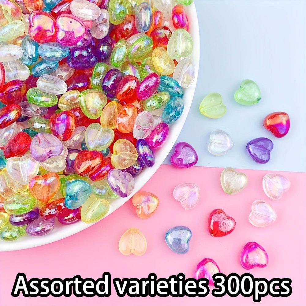 100/300/500pcs Colorful Mixed Color Acrylic Heart Shaped Sweet and Lively Bracelet Necklace Earrings DIY Beads Summer