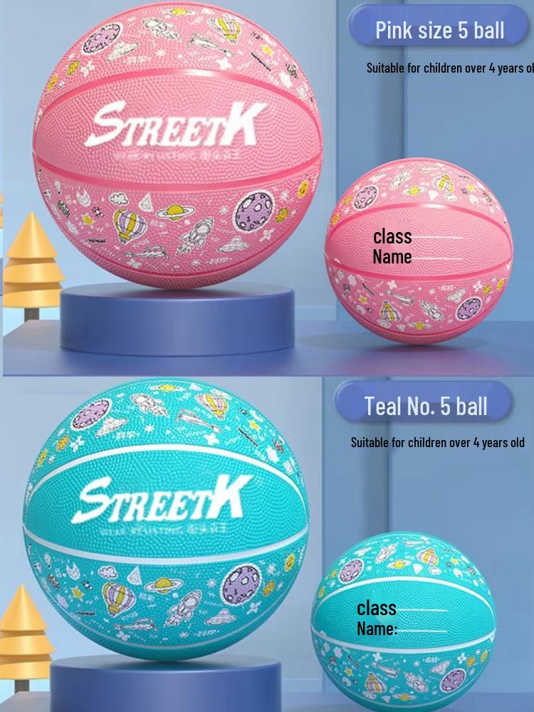 Children's Rubber Basketball - Sizes 3, 4, 5, 7, High Rebound, Wear-Resistant, Ideal for Kindergarten, Student Training & Competition.