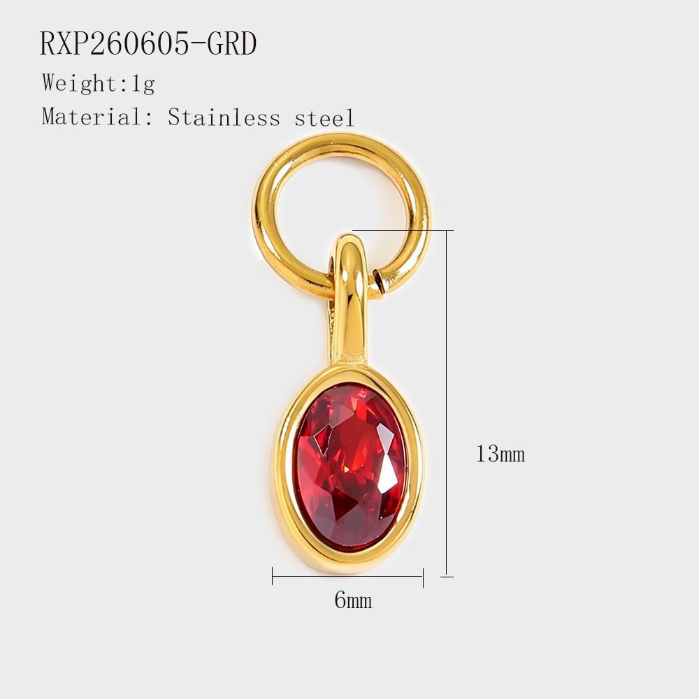 Oval Zircon Charms Colorful Gemstone Pendants for DIY Jewelry Gold-plated Stainless Steel Charms