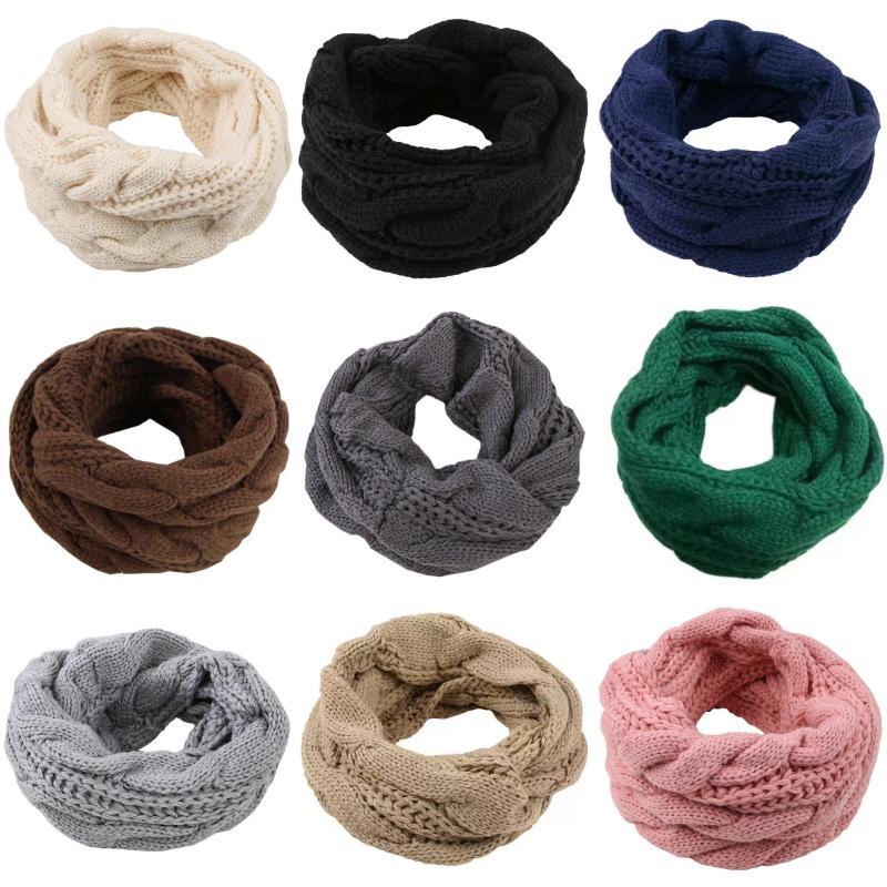 Cachecol Quente de Inverno Para Mulheres À Prova de Vento Elegante Cor Sólida Cachecóis Para Clima Frio Quente Malha Inverno Cachecóis de Laço Circular