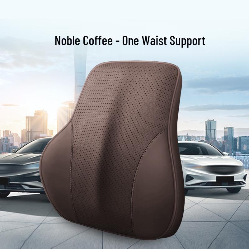 Celoroční polštář pod hlavu a bederní opěrka do auta z paměťové pěny s nappa kůží