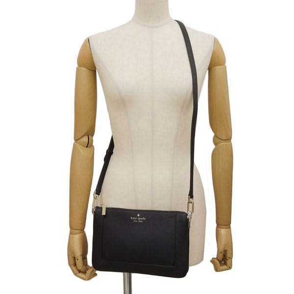 Kate Spade Lena Double Compartment Crossbody Shoulder Outlet Brand Women's Bag, KH430, Black, Leather.
