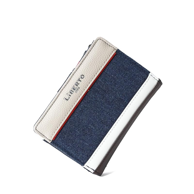 

[Liberto Edwin] wallet men s bi-fold bifold wallet fold wallet denim switching wallet navy Free