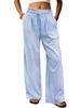 European Plaid Women's Wide-Leg Elastic High-Waist Pajama Pants with Drawstring