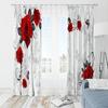 2 Stück - Weiße Grundfarbe rote Rose Polyester Vorhänge, Badezimmer, Schlafzimmer, Wohnzimmer und Familienzimmer Dekovorhänge