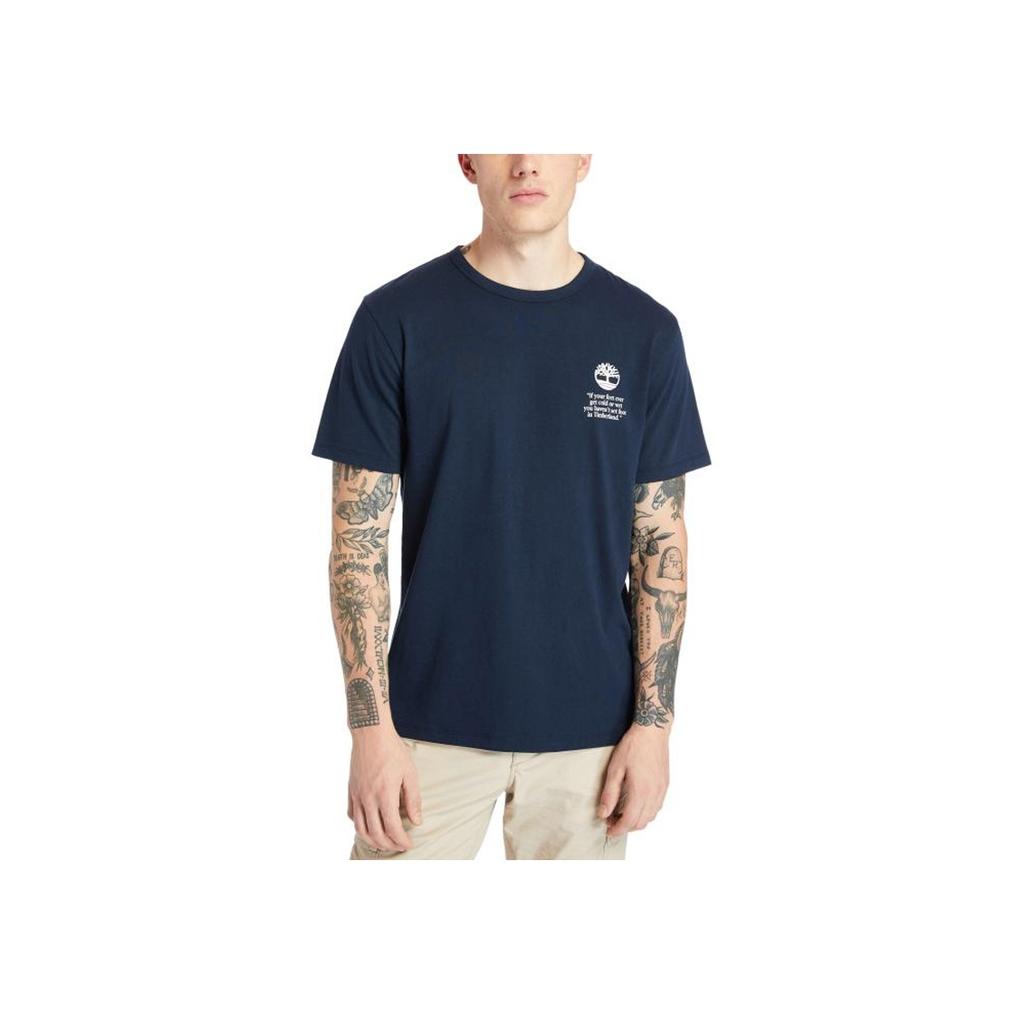 Timberland Letter Print Casual Breathable Round Neck Short Sleeve T-Shirt Men T-Shirts Deep-Sapphire-Blue A2534-433