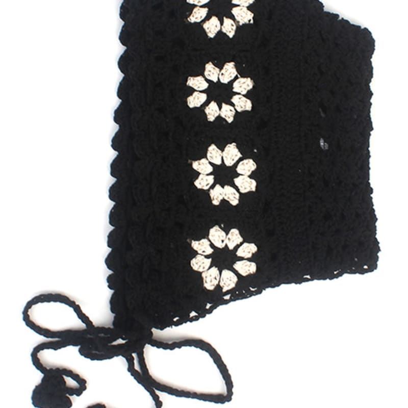 

Универсальная химия Точка Цветок Черная Вязаная Шапка-Бонет Шапка-Бонет FREE