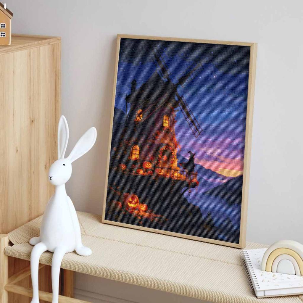 Halloween windmill pumpkin witch diamond painting kit handmade diy painting home decoration painting