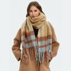 Plush Rainbow Tassel Shawl Long Winter Cashmere Scarves Elegant Warm Wraps  Autumn Winter