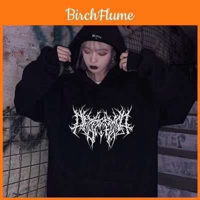 Moletom com Capuz Estilo Gótico Para Mulheres Com Estampa Gráfica Streetwear Moda de Inverno
