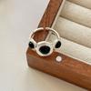 PANJBJ 925 Sterling Silver Black Agate Ring for Women Geometry Circle Irregular Design Open Jewelry Party Gift Dropshipping