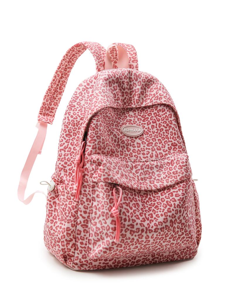 Zaino retrò con stampa leopardata zaino grande capacità moda tendenza strada coreana zaino versatile zaino per studente di scuola media