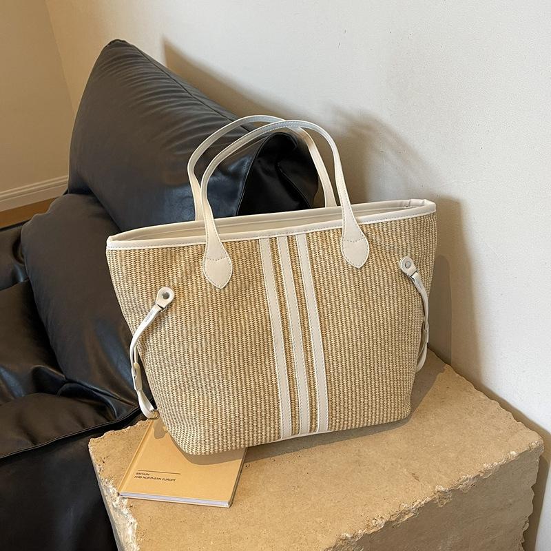 Casual Large-Capacity Bag Women'S Seaside Beach Vacation Straw Bag Fashion Commuter Shoulder Tote Bag
