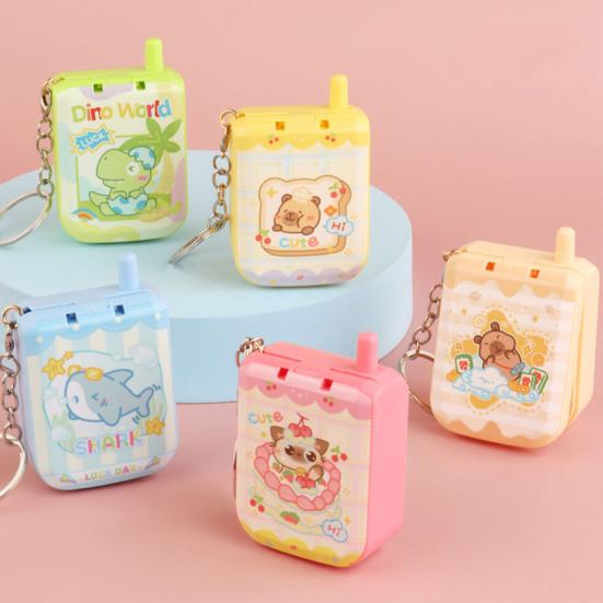 Electric Maze Keychain Toy Sound And Light Interaction Mini Puzzle Game Cute Cartoon Style Portable Decompression Tool Gift for Kids Boys