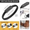 Leather Rope Bracelet for Men Boys,Black Charging Cable Wristband,Simple Convenient Jewelry Gifts