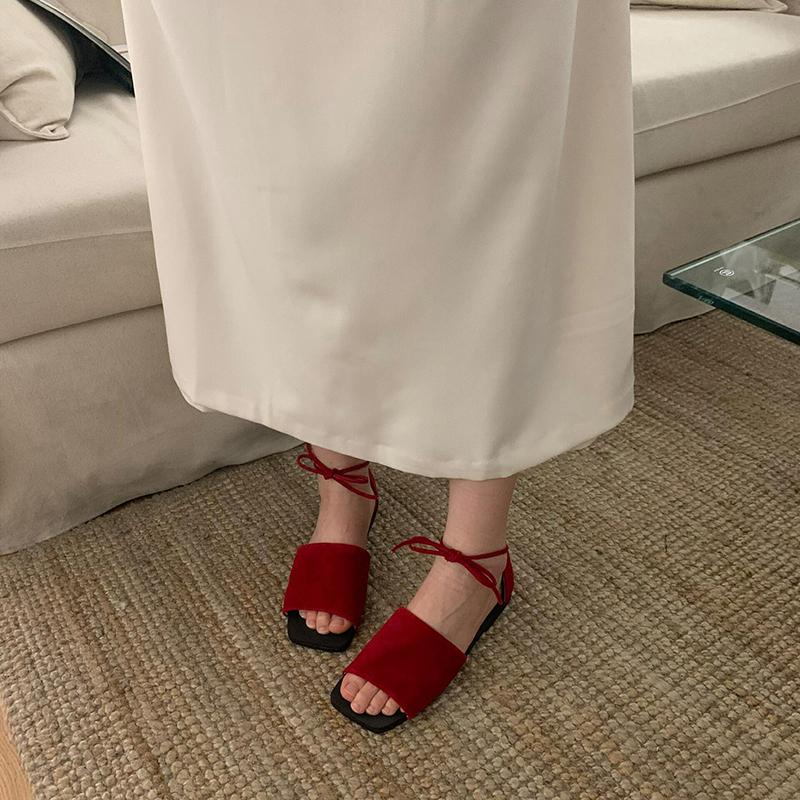 Summer Ankle Lace Up Women Flats Sandals Elegant Ladies Concise Beach Vacation Gladiator Sandalias